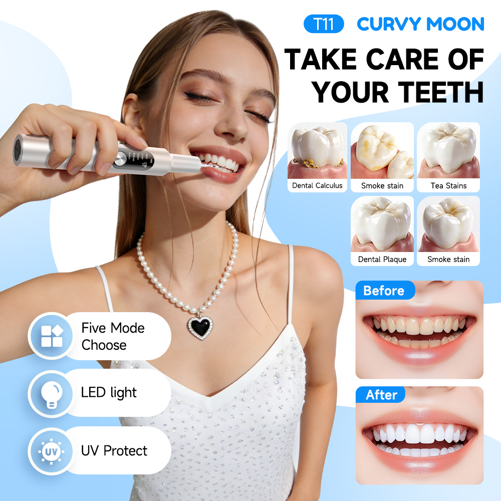 Teeth Whitening Kit Professional - CURVY MOON T11 Electric Ultrasonic Scaler
