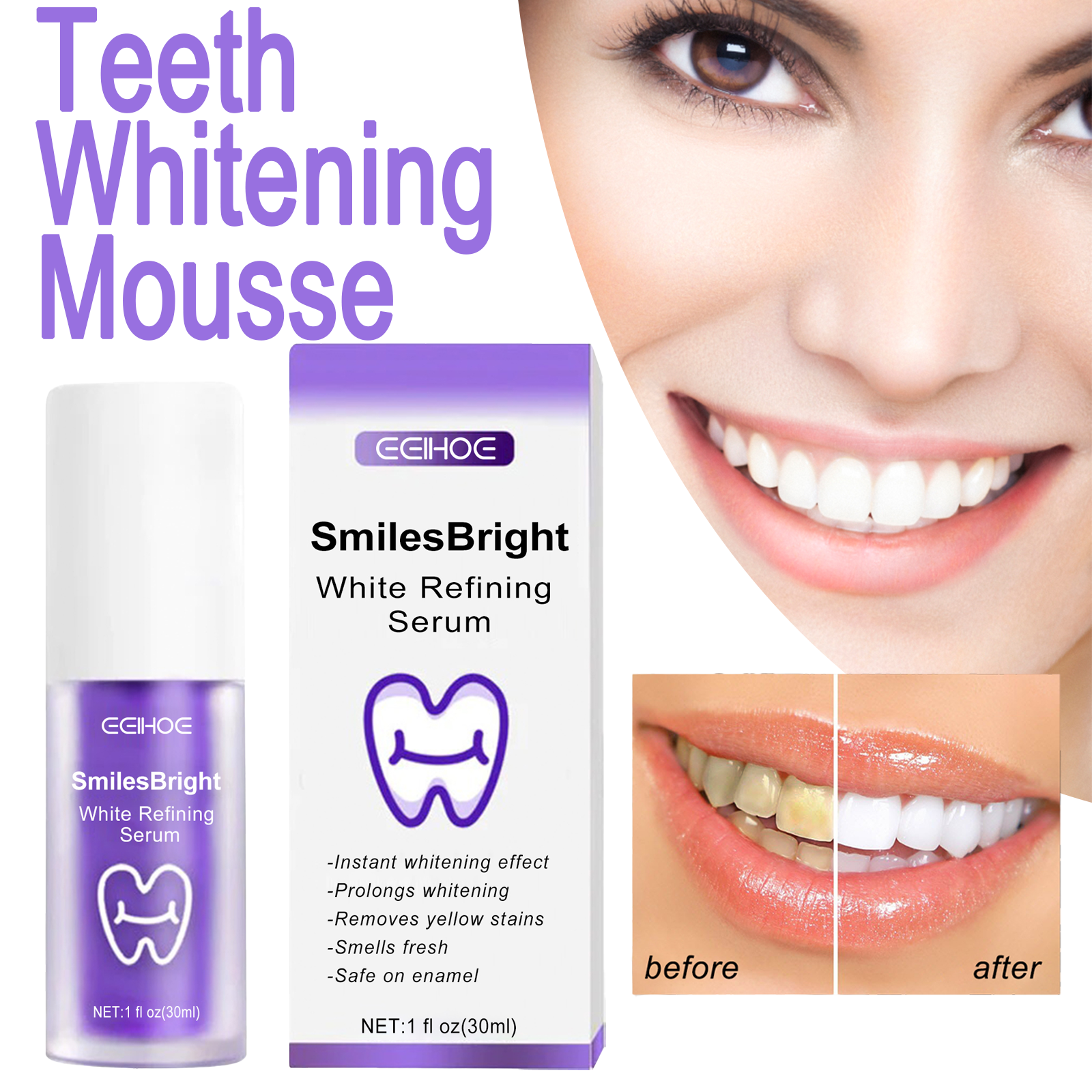 Teeth Whitening Serum - EELHOE Smiles Bright White Refining Serum