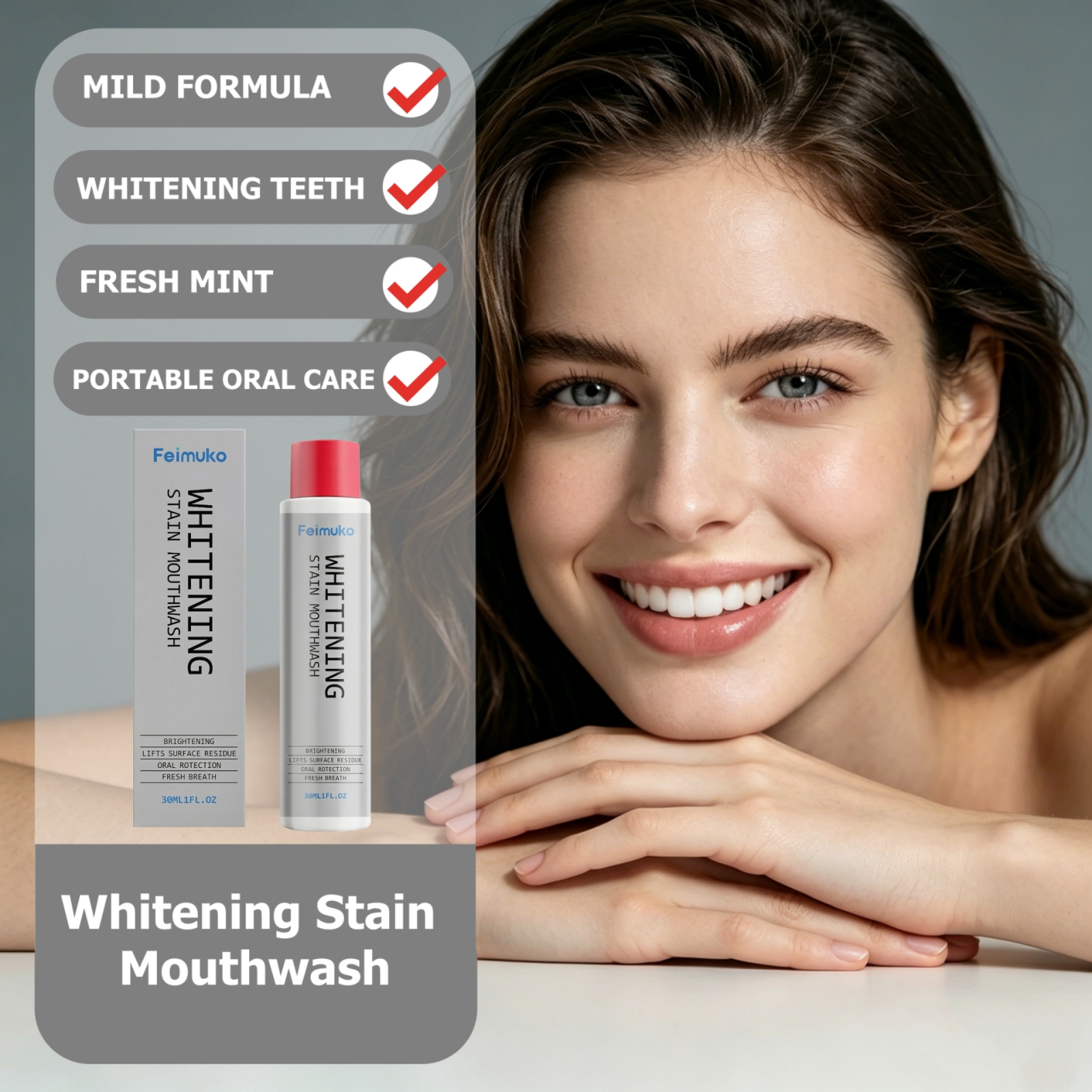 Whitening Mouthwash - Alcohol Free Whitening Mouthwash Plaque Cleaning