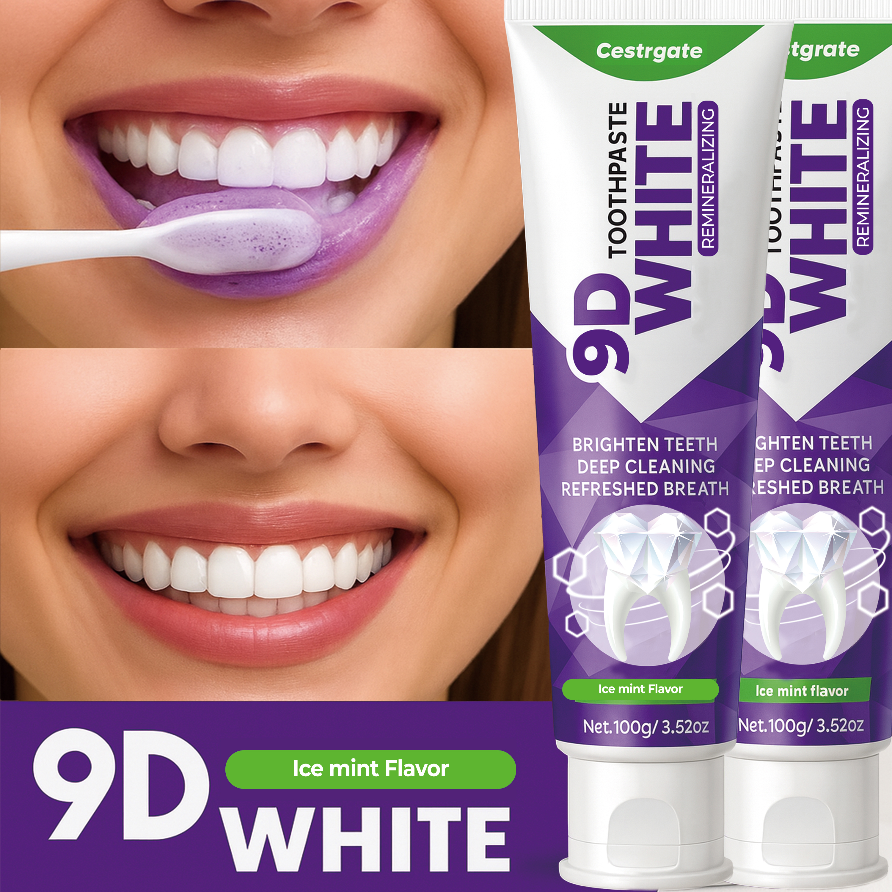 Teeth Whitening Foam Toothpaste - 9D White 10% Hydroxyapatite Toothpaste –