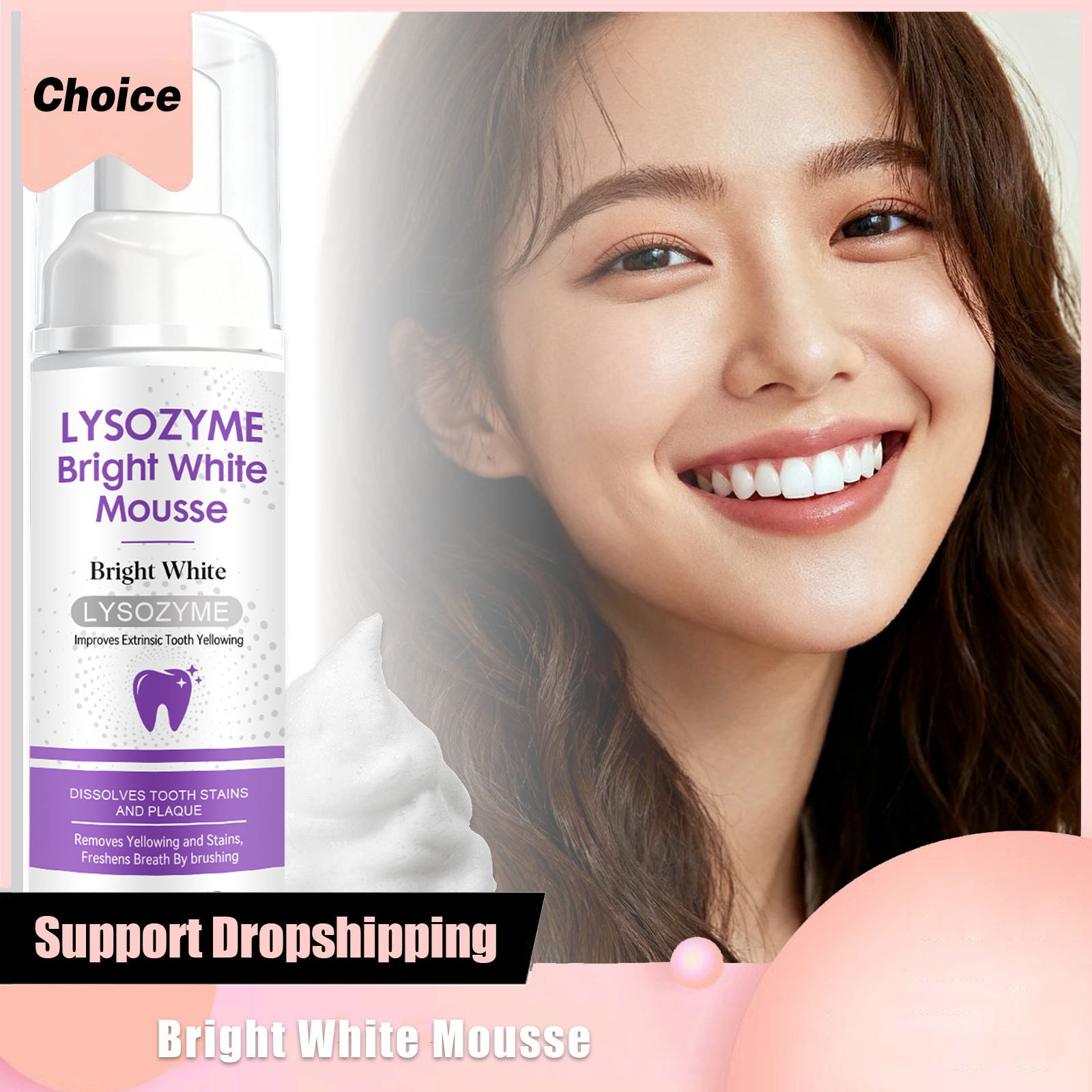 Teeth Whitening Foam Toothpaste - Hydroxyapatite White Teeth Mousse Repairs Enamel