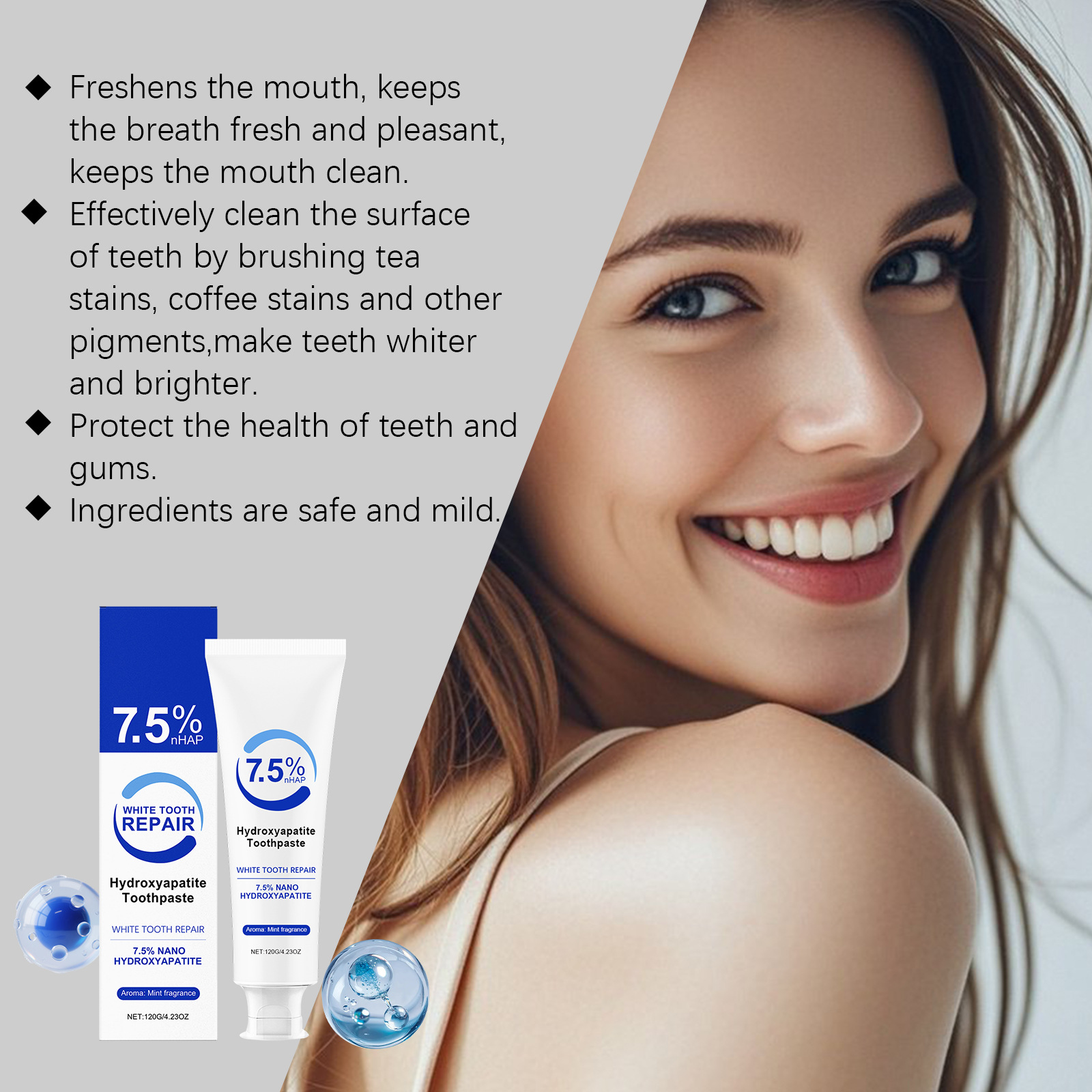 7.5% Hydroxyapatite Peppermint - Teeth Whitening Foam Toothpaste incelemesi ve fiyatı