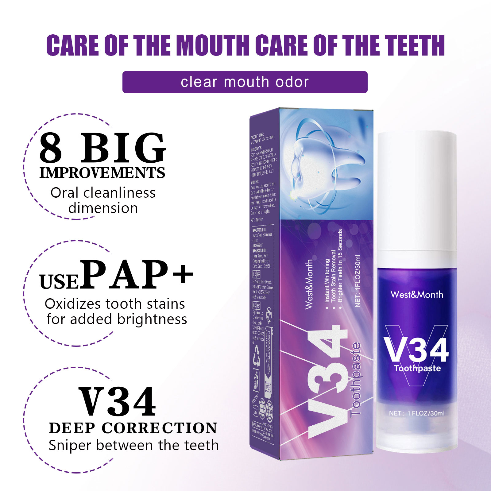 V34 Teeth Whitening Toothpaste - Teeth Whitening Crest incelemesi ve fiyatı